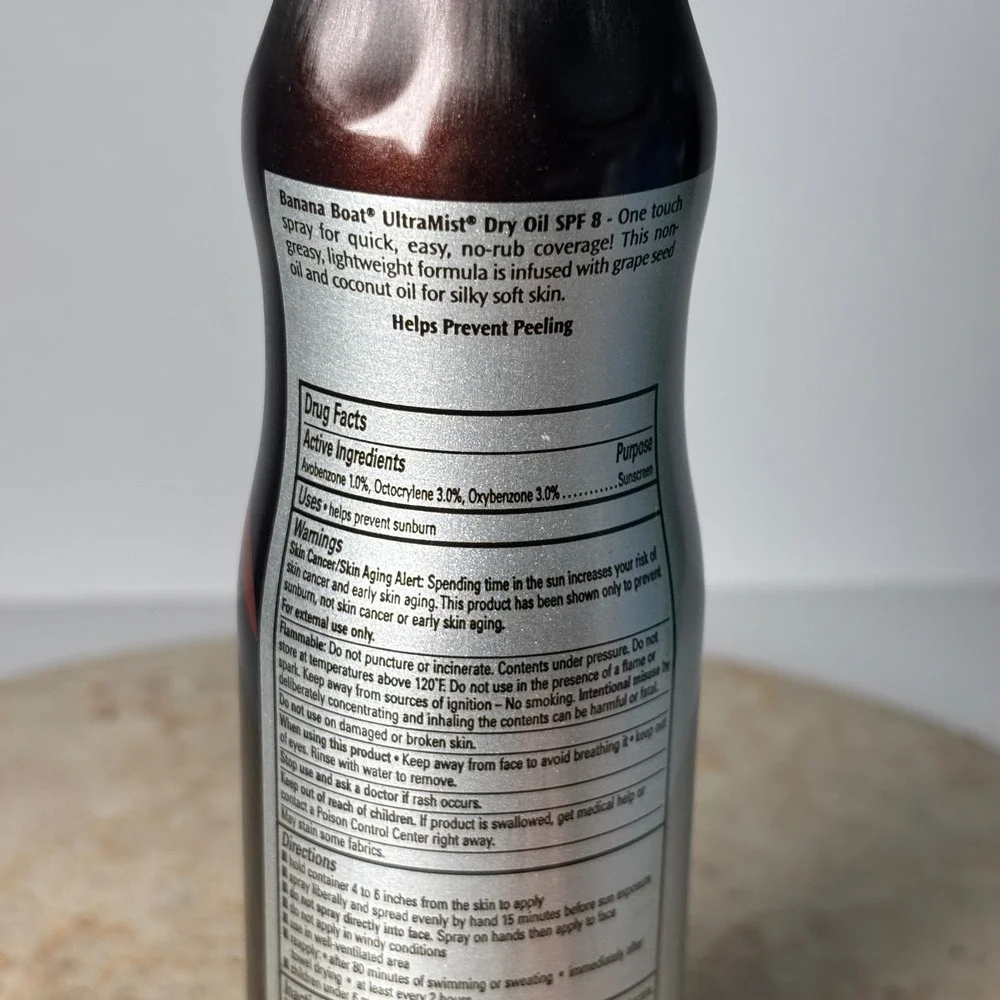 Banana Boat Dry Oil UltraMist Sunscreen 6oz SPF 8 Broad‎ Spectrum Spray
